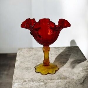 a vintage Fenton Amberina Pedestal Compote